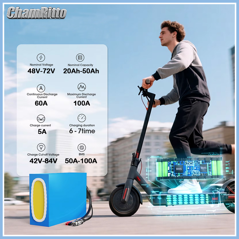 48В 52В 60В 72В 2000Вт аккумул – обзор и цена 60V 50Ah Electric Scooter Battery